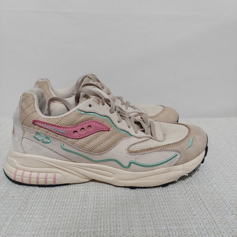 Saucony 3D Grid Hurricane Shoes Cream Pink S70670-5 Men's Size 6.5/Women 8‎
